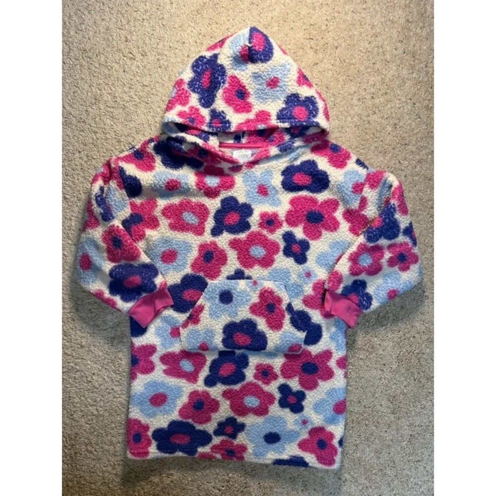 Falls Creek Girls Floral Sherpa Fleece Nightgown Hoodie S(6/6X)